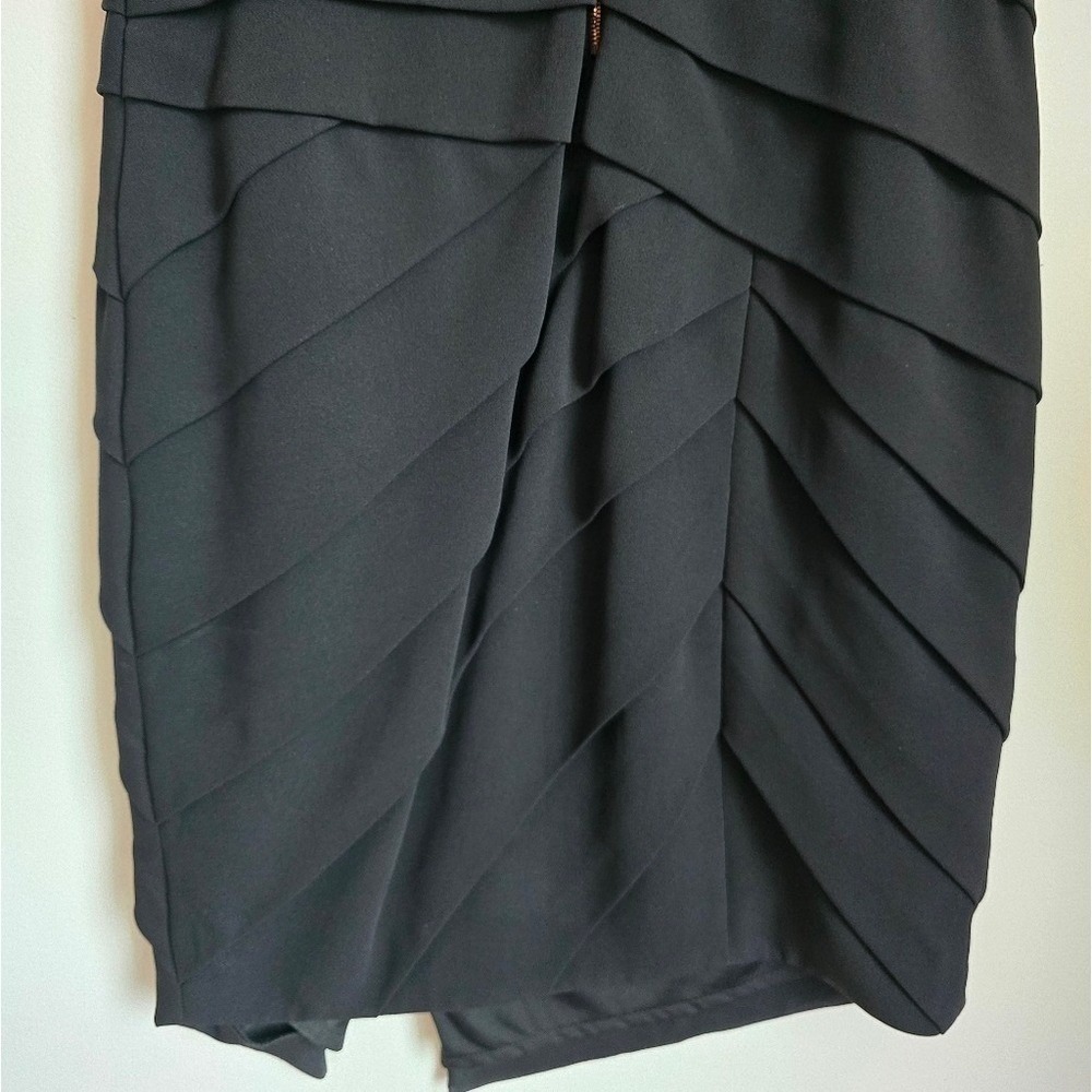 RAG & BONE Black Tiered Asymmetric Leather Accent Sheath Dress SZ 2 Quiet Luxury - Picture 8 of 11